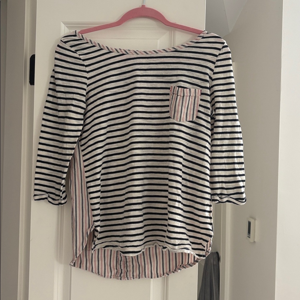 Anthropologie Black and White Striped Long Sleeve Tee